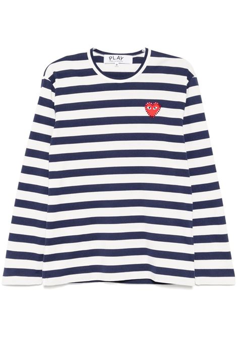 emblem t-shirt unisex navy  and white COMME DES GARÇONS PLAY | AX-T805-0511